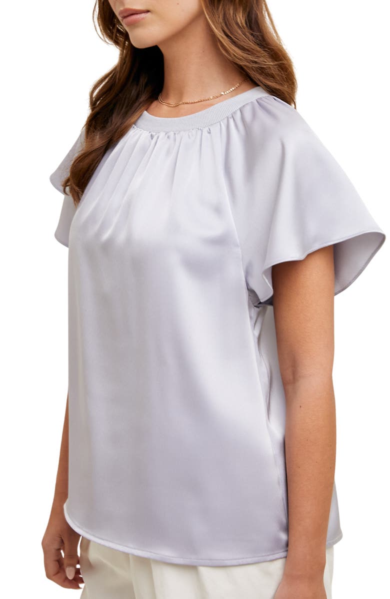 WISHLIST Flutter Sleeve Satin Top, Alternate, color, Cloud