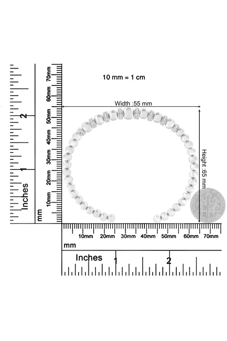 Silver 1/4 Cttw Diamond Rondelle Graduated Ball Bead Cuff Bangle Bracelet, Alternate, color, White