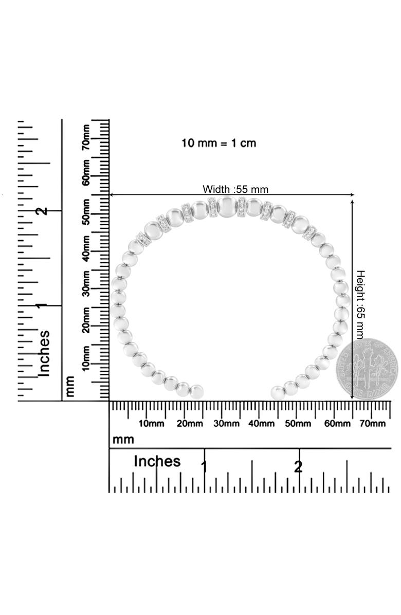 Haus of Brilliance Silver 1/4 Cttw Diamond Rondelle Graduated Ball Bead Cuff Bangle Bracelet, Alternate, color, White