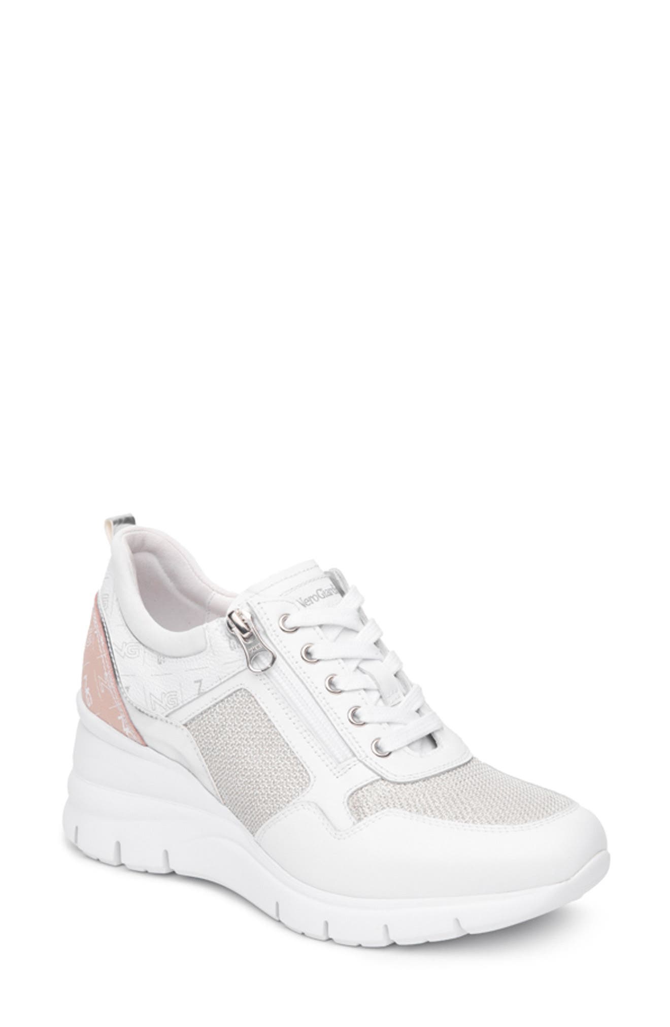 NeroGiardini Mixed Media Wedge Sneaker, Main, color, 
