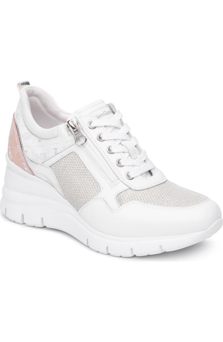 NeroGiardini Mixed Media Wedge Sneaker, Main, color,