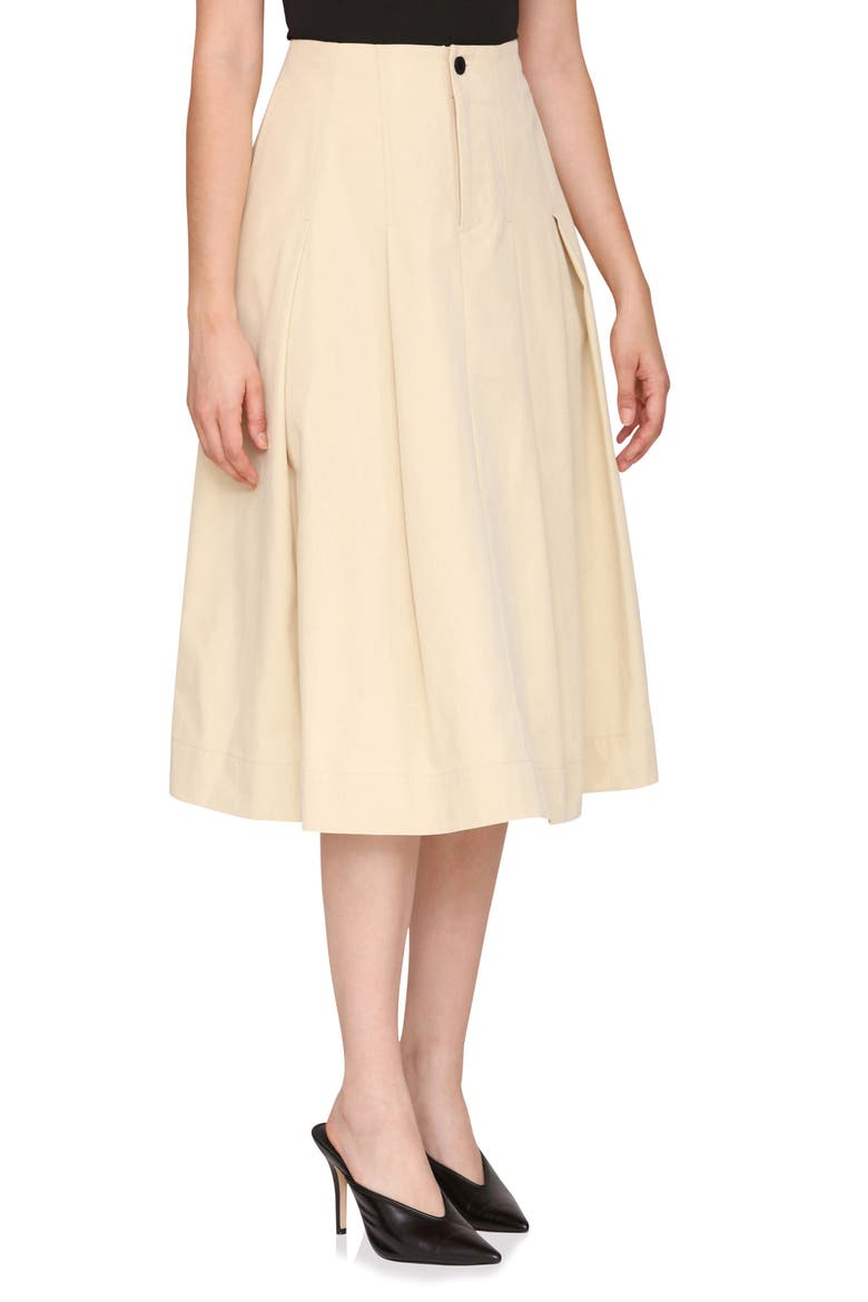 Pleated Midi Skirt, Alternate, color, EGGSHELL