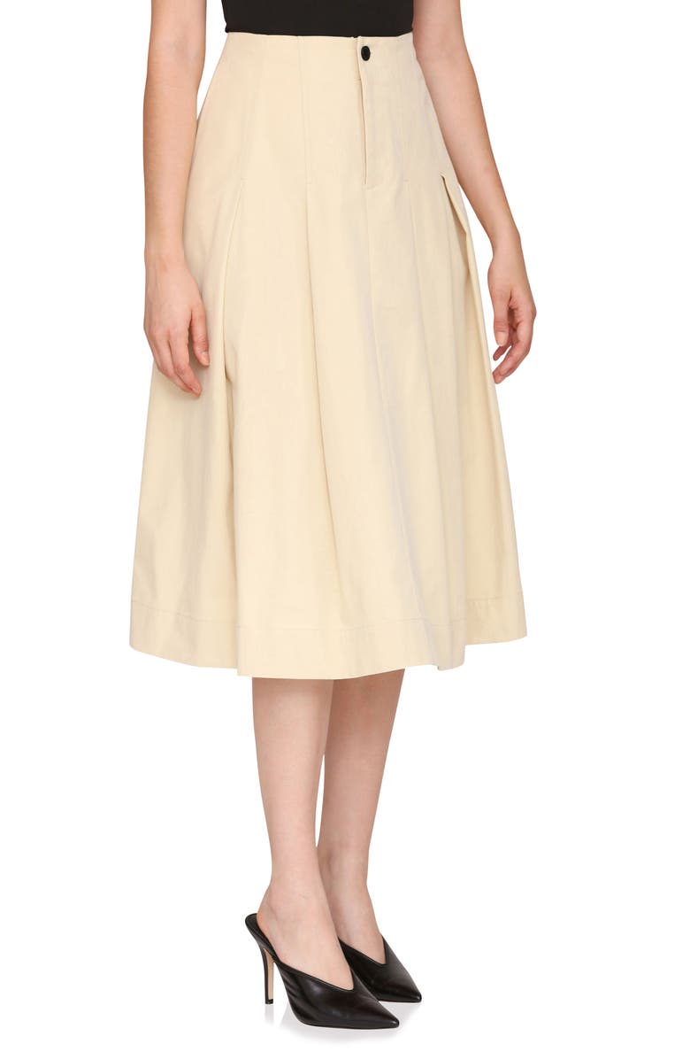 Avec Les Filles Pleated Midi Skirt, Alternate, color, Eggshell