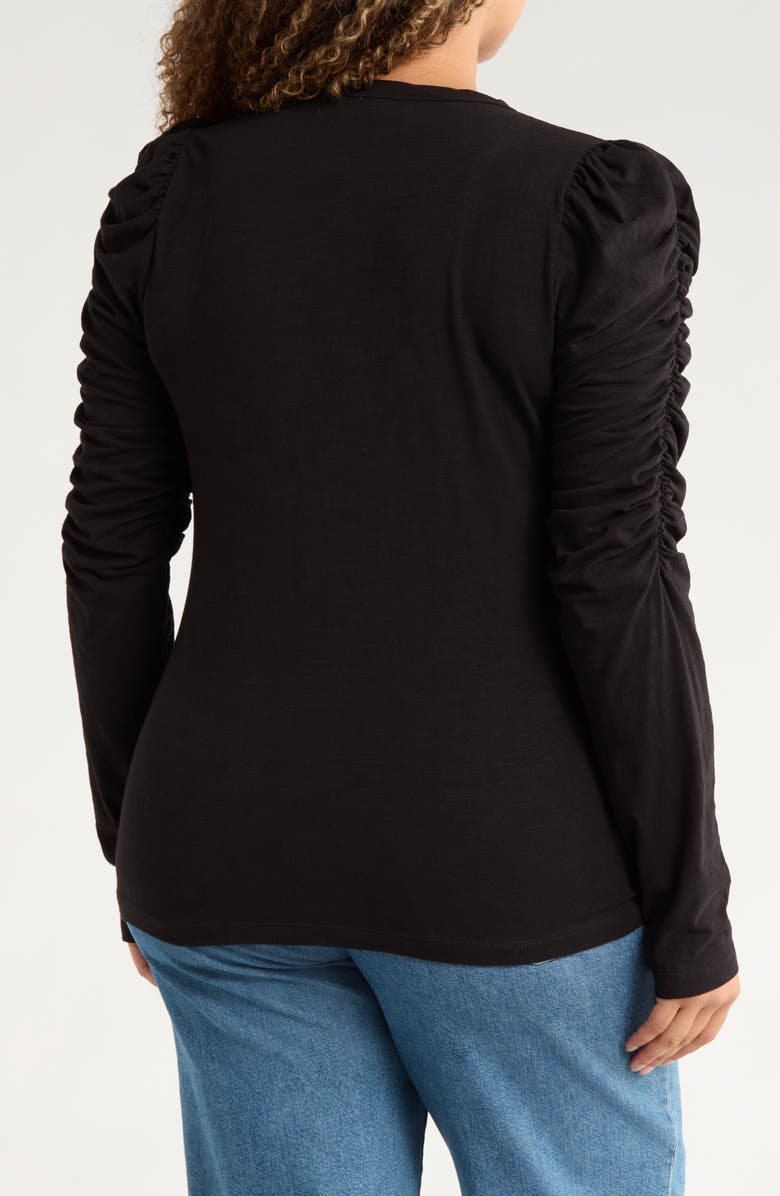 Renee C Long Puff Sleeve Top, Alternate, color, Black