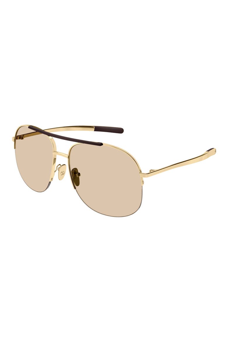 61mm Pilot Sunglasses, Alternate, color, GOLD