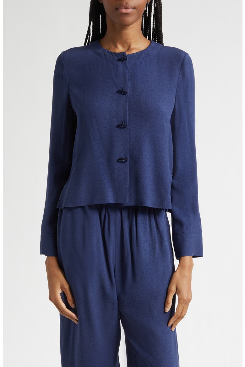 Micro Leopard Spot Jacquard Top, Main, color, NAVY