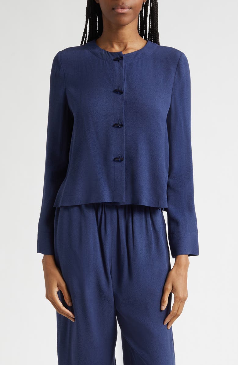 Emporio Armani Micro Leopard Spot Jacquard Top, Main, color, Navy