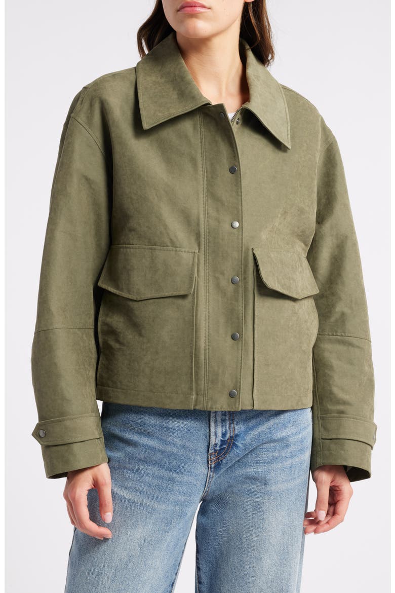 Crop Cotton Blend Field Jacket, Main, color, OLIVE KALAMATA