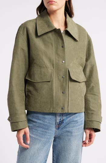 Treasure & Bond linen blend field top jacket XXS $109 green army