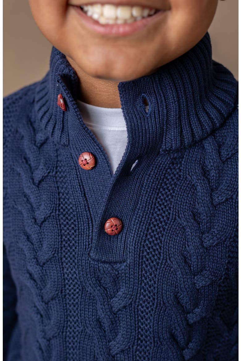 Baby Boys' Organic Mock Neck Cable Sweater, Infant, Alternate, color, Chunky Navy Cable