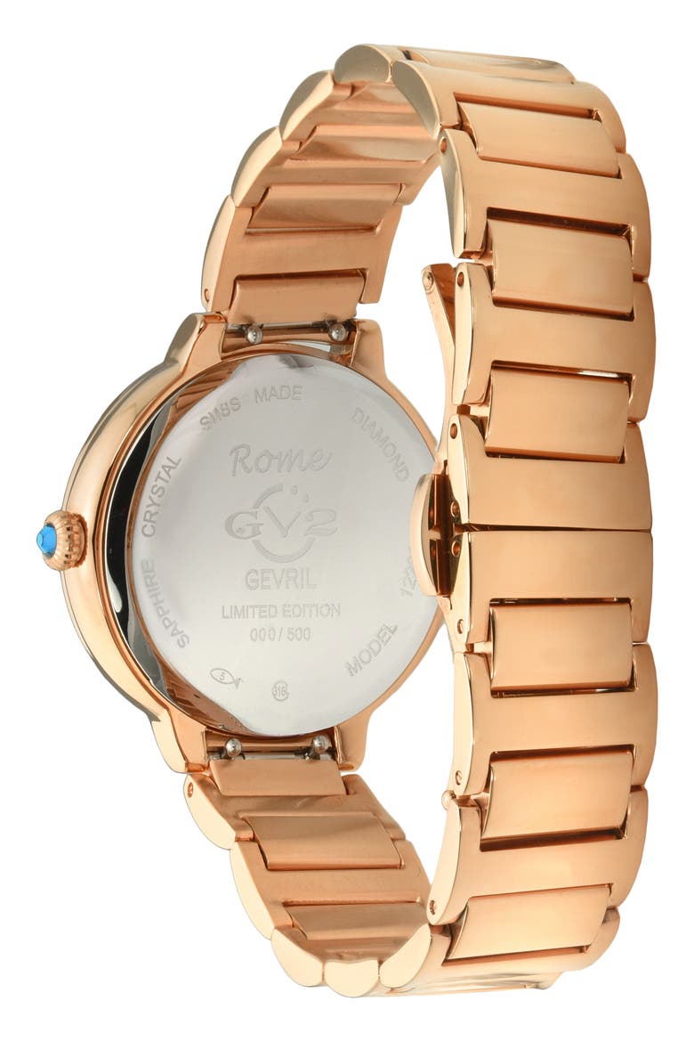 Rome Diamond Bracelet Watch, 36mm - 0.06ct., Alternate, color, ROSE GOLD