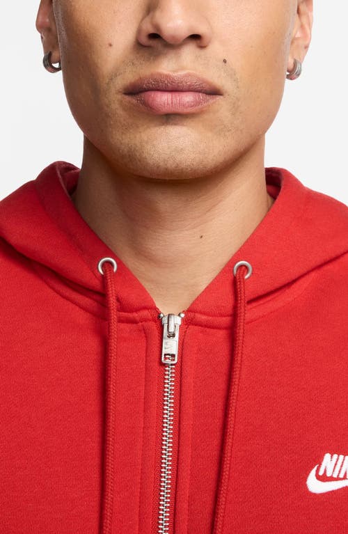 Nike Club Fleece Zip Hoodie In Red