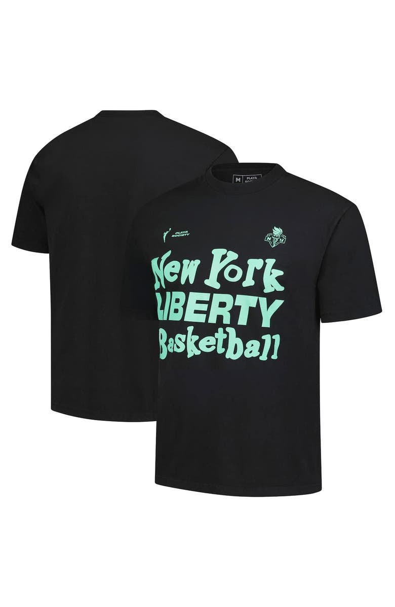 Playa Society Unisex Playa Society Black New York Liberty Wordmark T-Shirt, Main, color, Black