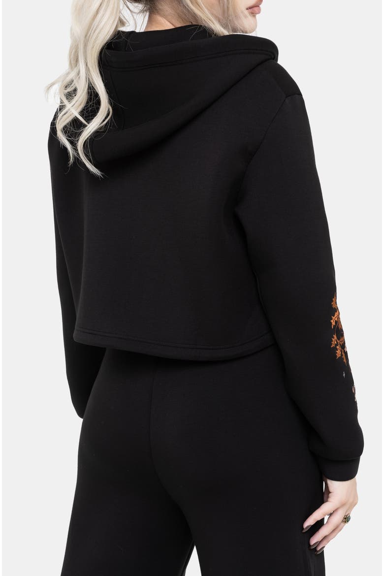 Foxglove Zip Up Cropped Hoodie, Alternate, color, Black