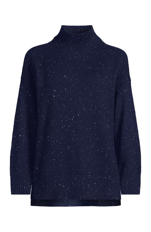 Lands' End Dweller Split Hem Turtleneck Sweater In Blue