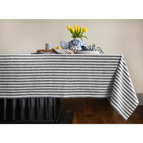 Linen Tablecloth for Spring and Easter - Amalfi Stripe, 60 x 90 Inch
