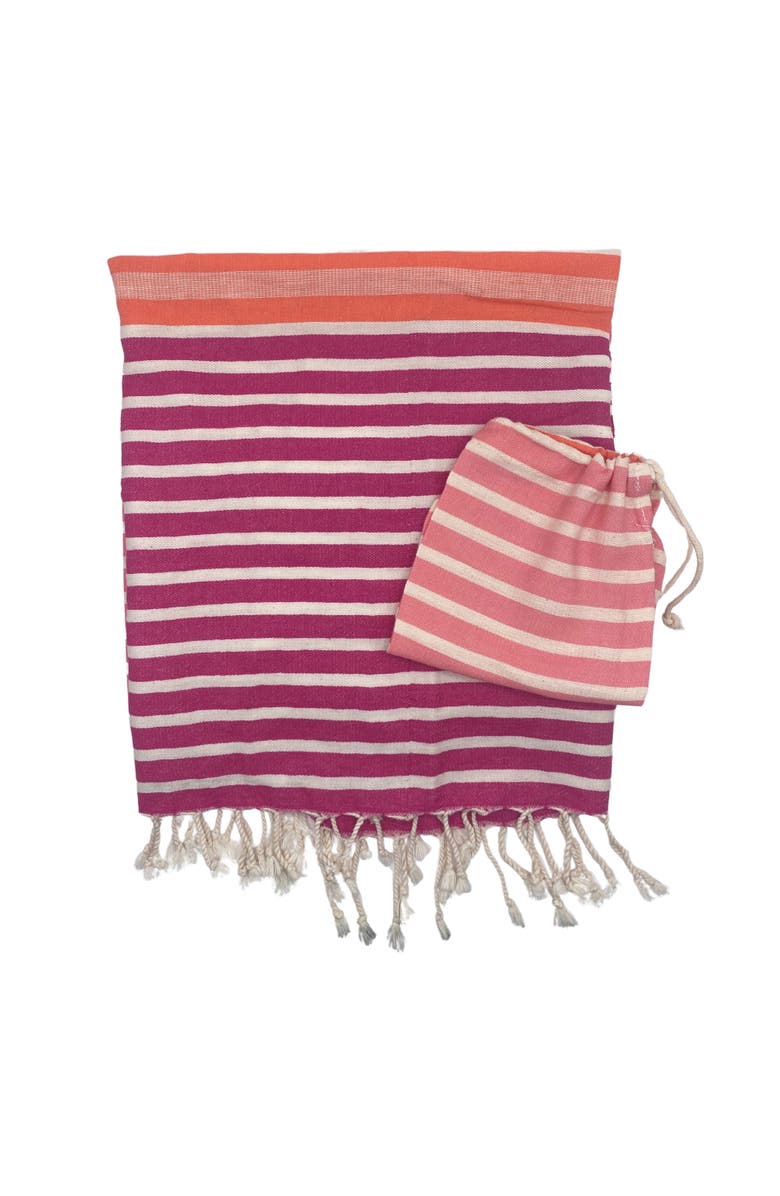 Feelgoodz Shoreline XL Turkish Cotton Towel with Matching Pouch, Main, color, Point Reyes