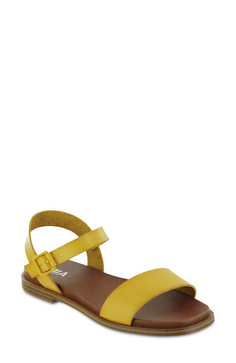 Womens fashion yellow leather sandals