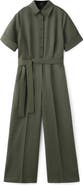 MANGO Lyocell Button-Up Jumpsuit