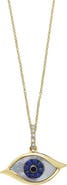 EFFY 14K Yellow Gold Pave Diamond & Mother of Pearl Evil Eye Pendant Necklace - 0.07 ctw