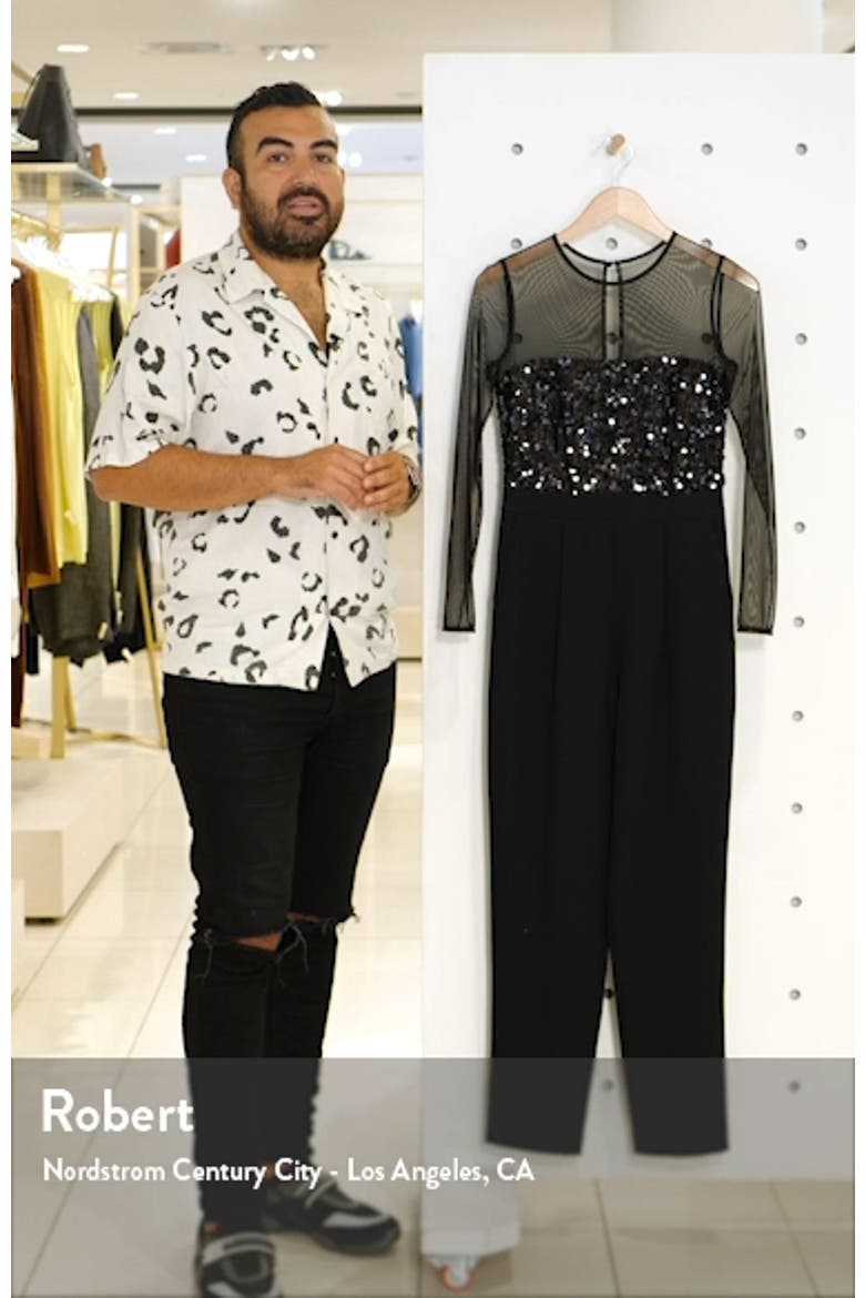 Sequin Bodice Long Sleeve Jumpsuit video