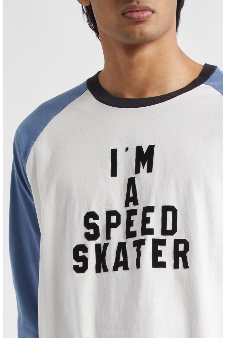 Skater Flocked Baseball T-Shirt, Alternate, color, BLUE/ CREAM