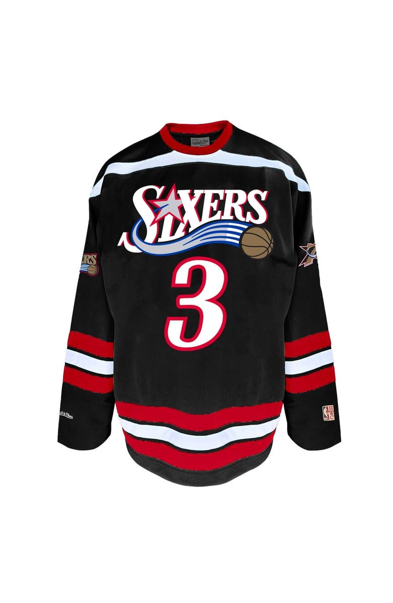 Mitchell & Ness Men's Mitchell & Ness Allen Iverson Black Philadelphia 76ers Big & Tall NBA Hockey Jersey, Alternate, color, Black