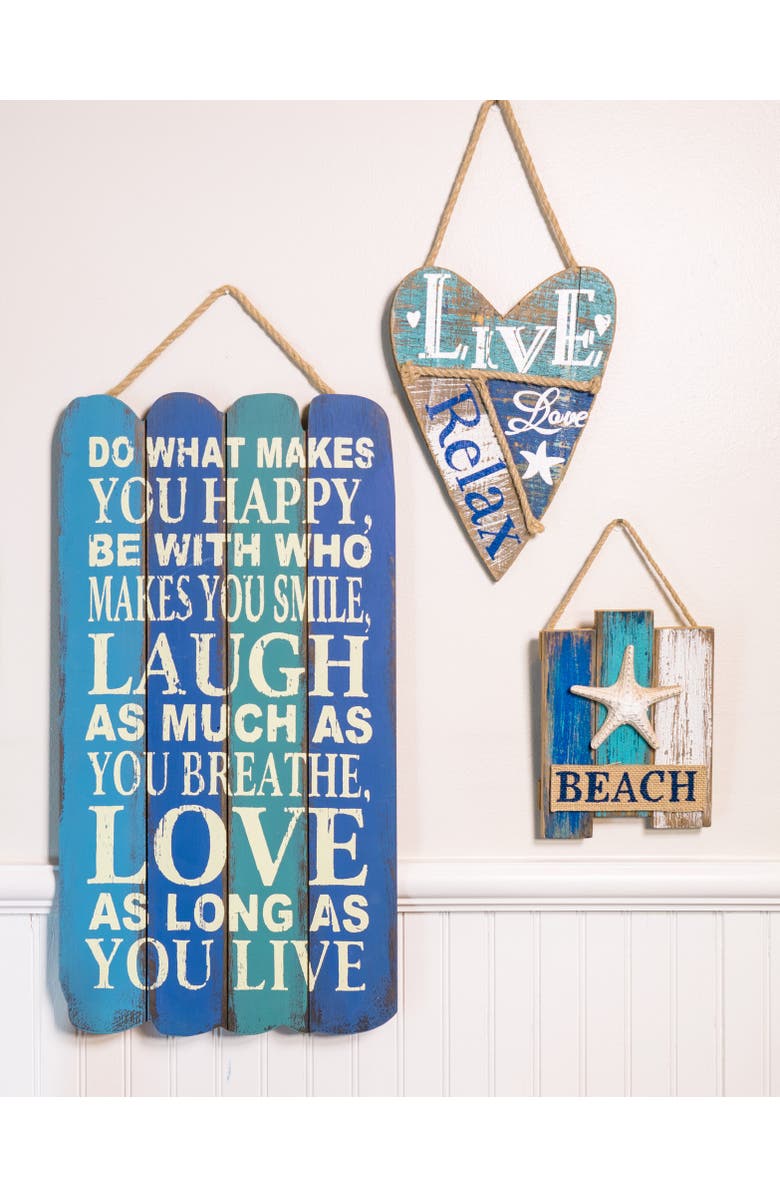Beachcombers Relax Heart Coastal Hanging Plaque Wall Sign, Alternate, color, 
