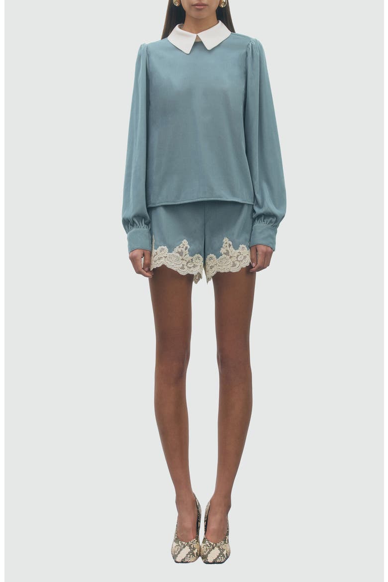 Benny Contrasting Collar Top, Alternate, color, TEAL IVORY