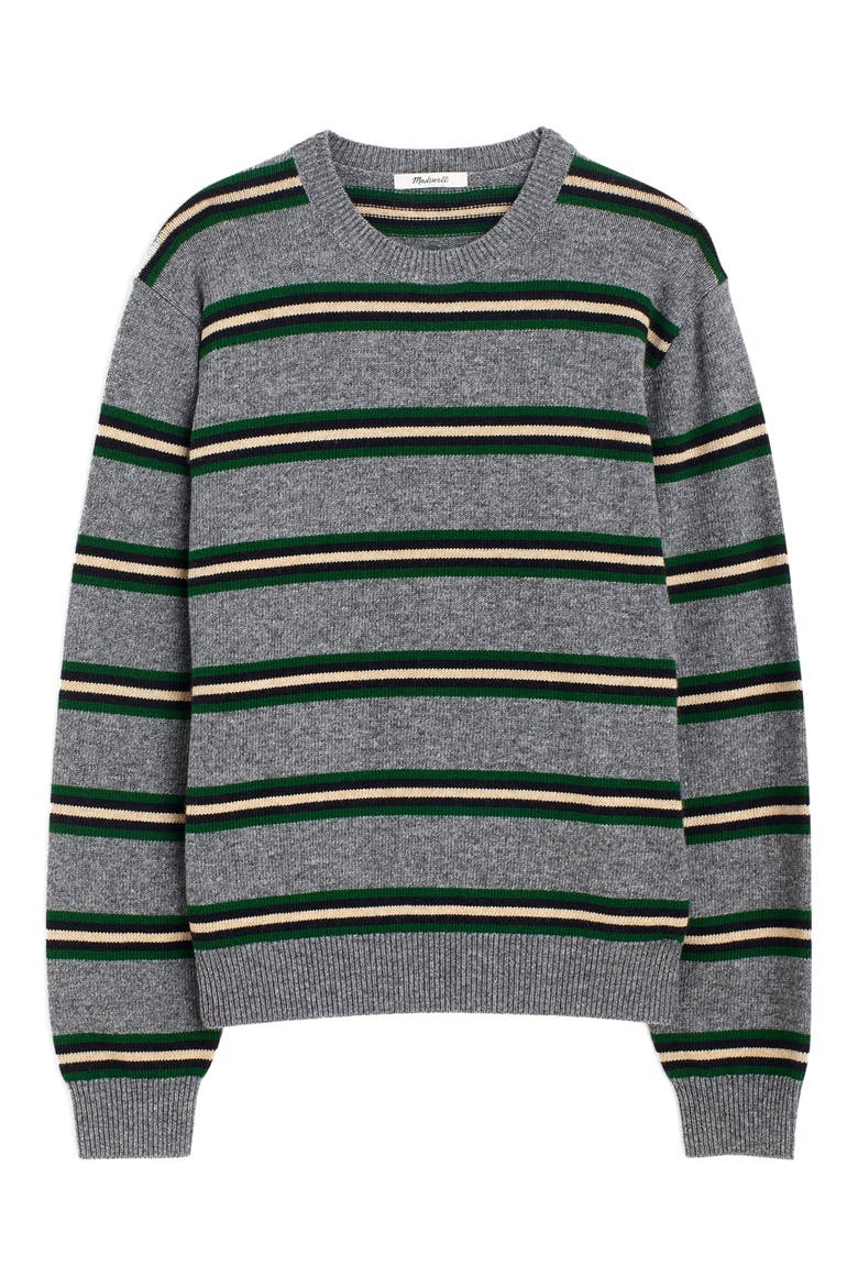 Frances Stripe Crewneck Sweater, Main, color, HEATHER GREY