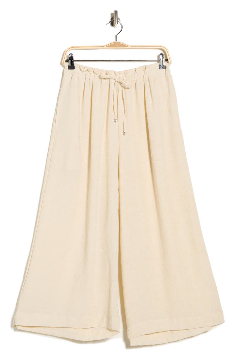 Drawstring Waist Crop Wide Leg Pants, Alternate, color, NATURAL