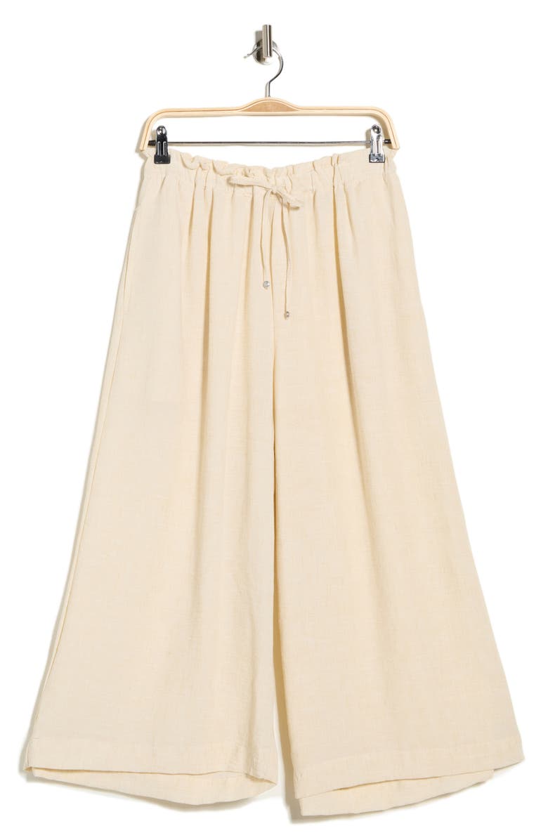 MAX STUDIO Drawstring Waist Crop Wide Leg Pants, Alternate, color, Natural