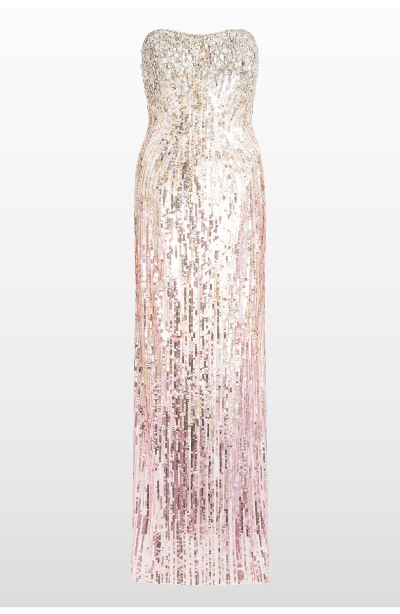 Jenny Packham Cesonia Embellished Strapless Maxi Dress, Main, color, Sugar