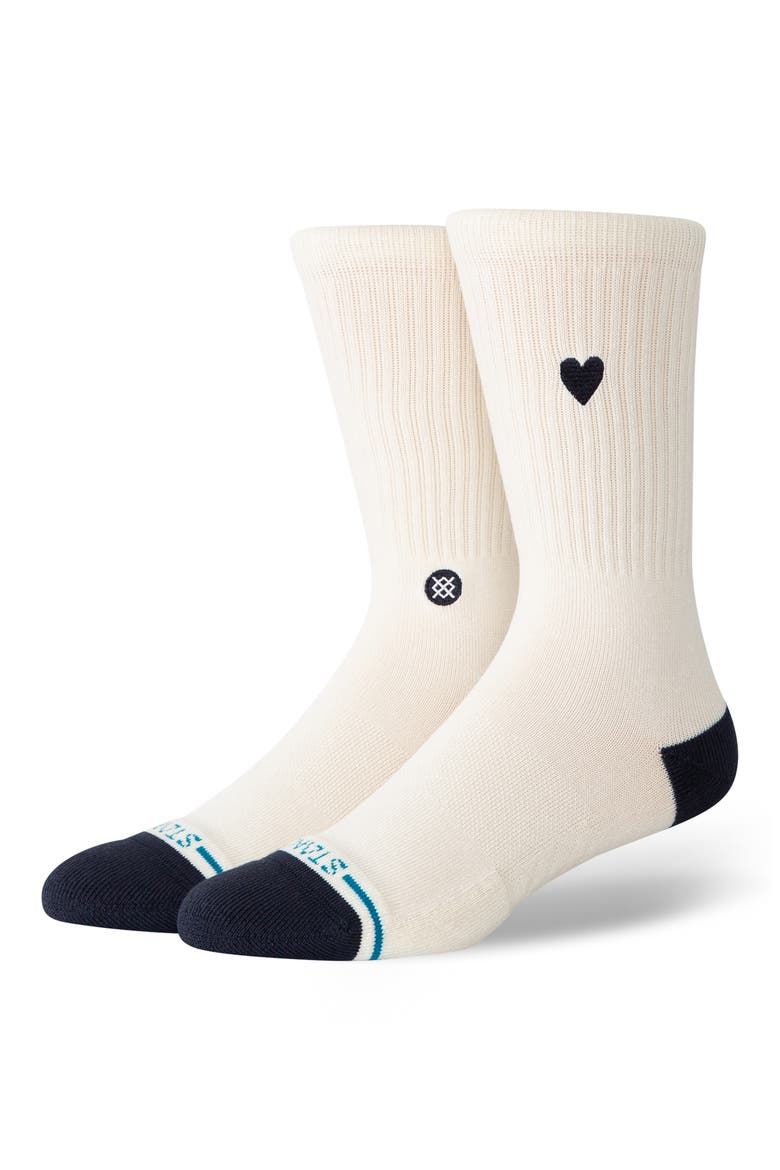 Heart Crew Socks, Main, color, CANVAS