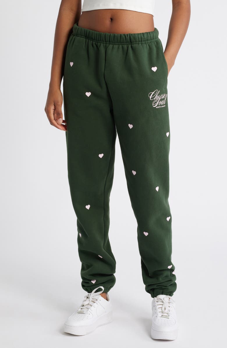 THE MAYFAIR GROUP Choose Love Heart Print Graphic Sweatpants, Main, color, 