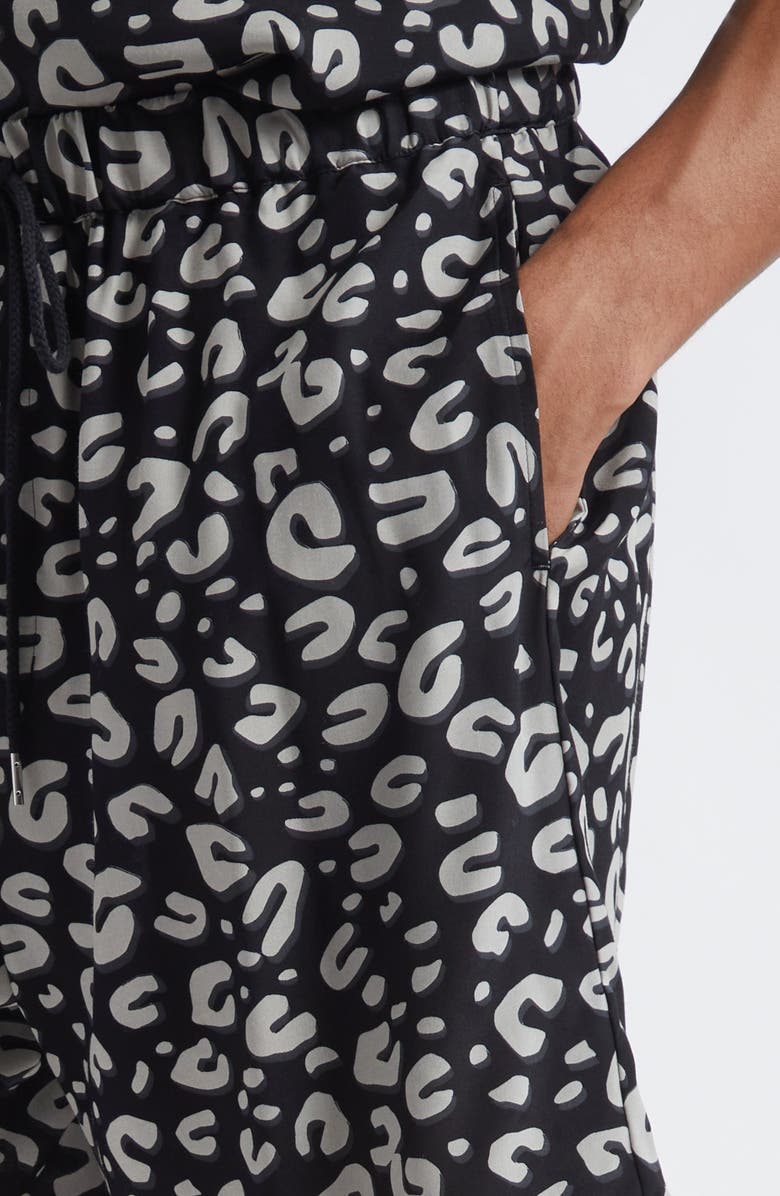 TAKAHIROMIYASHITA TheSoloist. Leopard Print Shorts, Alternate, color, Black X White