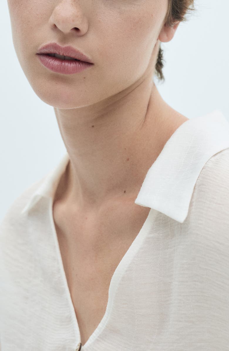 MANGO Flare Sleeve Button-Up Top, Alternate, color, Off White