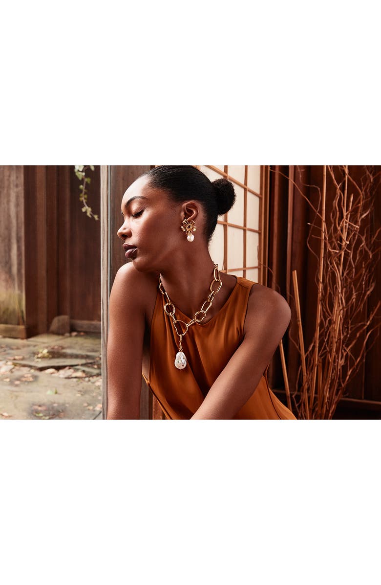 Lizzie Fortunato Lotus Freshwater Pearl Drop Earrings, Alternate, color,