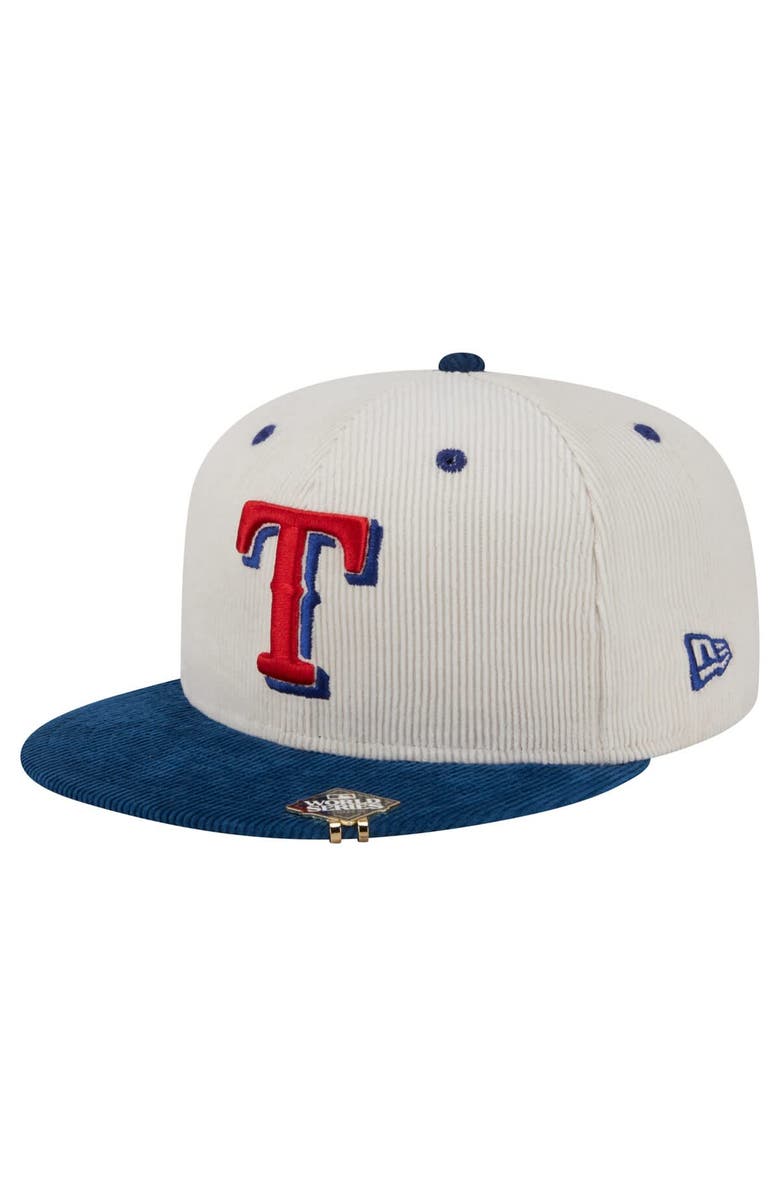 New Era Men's New Era Cream/Royal Texas Rangers Two-Tone Corduroy 59FIFTY Fitted Hat, Alternate, color, Cream