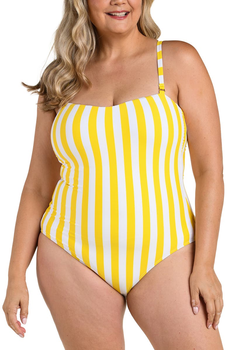 La Blanca Coastal Reversible One-Piece Swimsuit, Main, color, Soleil