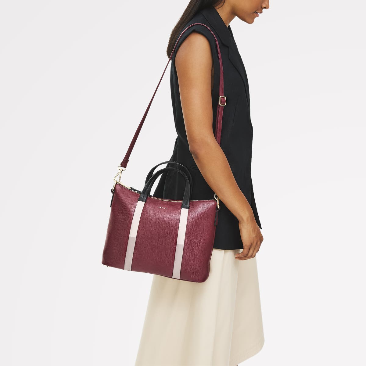 Waterloo Way Small Ziptop Satchel Bag, Alternate, color, Merlot