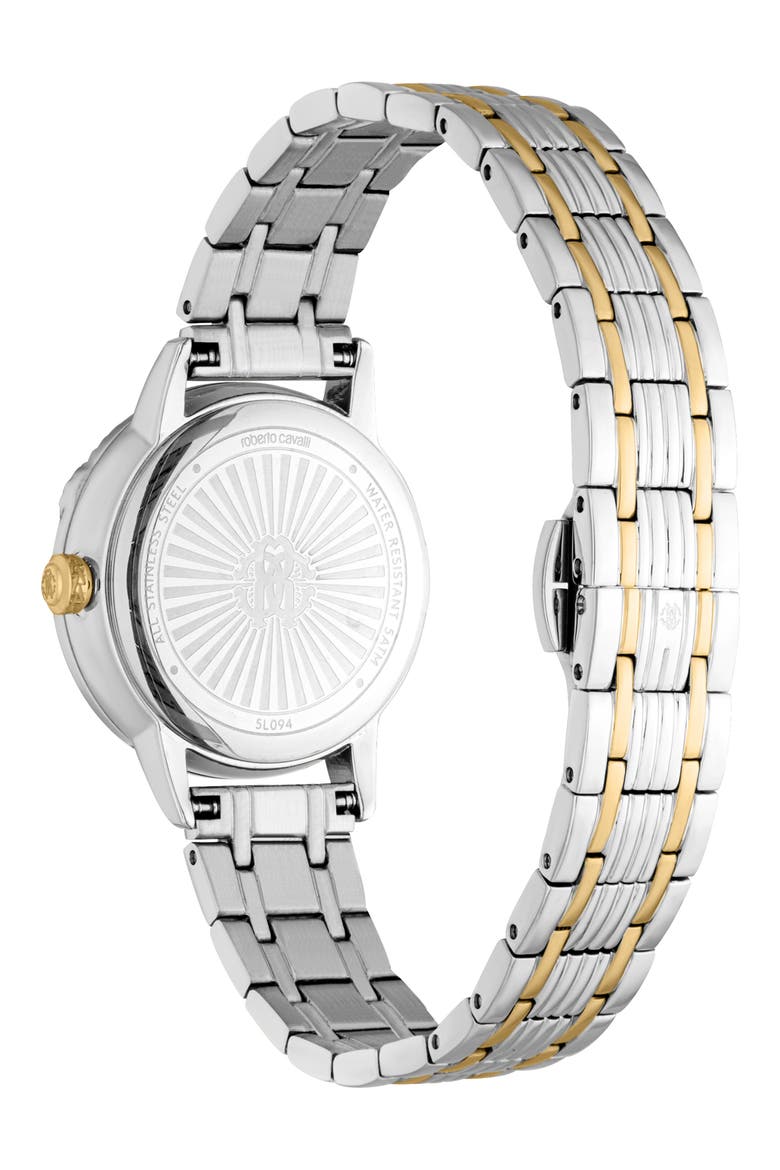 Textured Crystal Two-Tone Quartz Bracelet Watch, 30mm, Alternate, color, TWO TONE SILVER & GOLD
