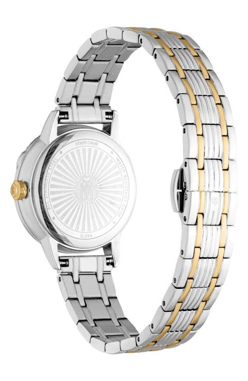Roberto Cavalli Textured Crystal Two-tone Quartz Bracelet Watch, 30mm In Two Tone Silver & Gold