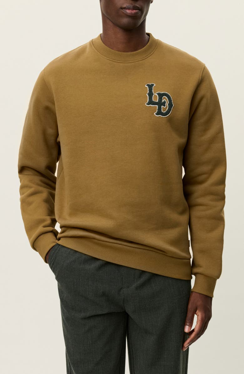 Les Deux Brady Logo Patch Sweatshirt, Main, color, Butternut Brown