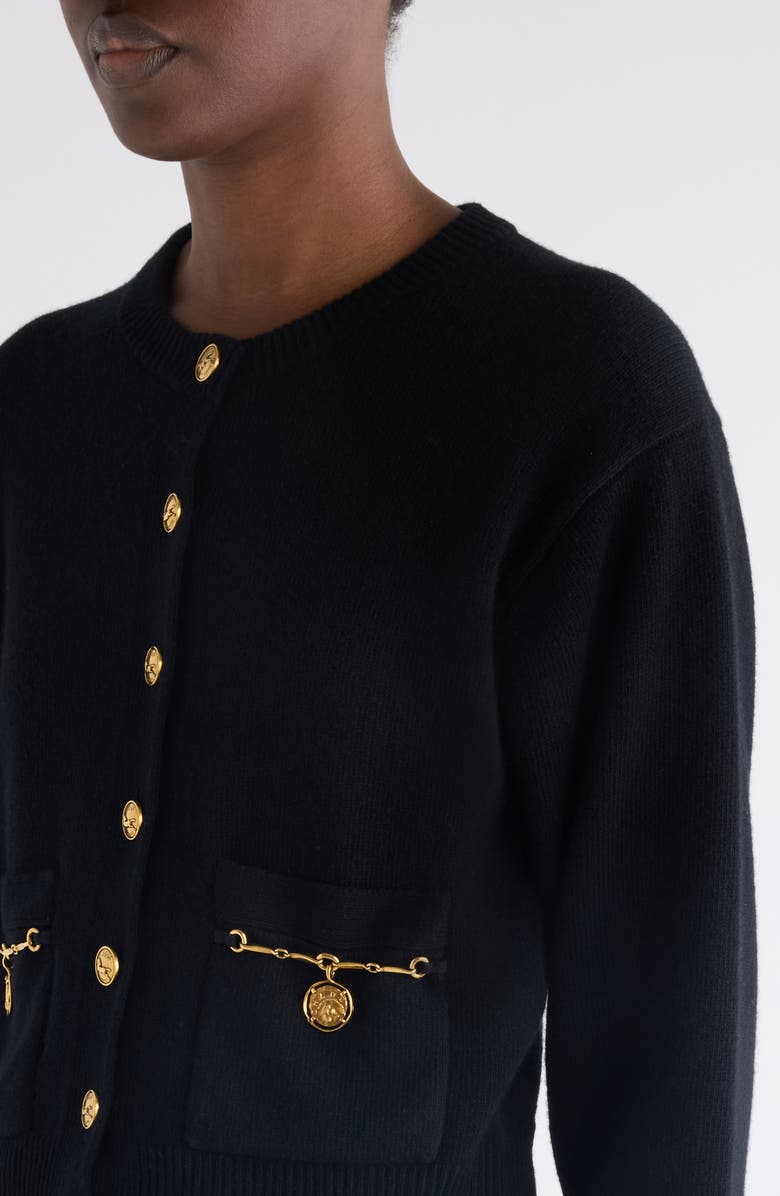 Chloé Horse Capsule Medal Button Merino Wool
Cashmere Cardigan, Alternate, color, Black