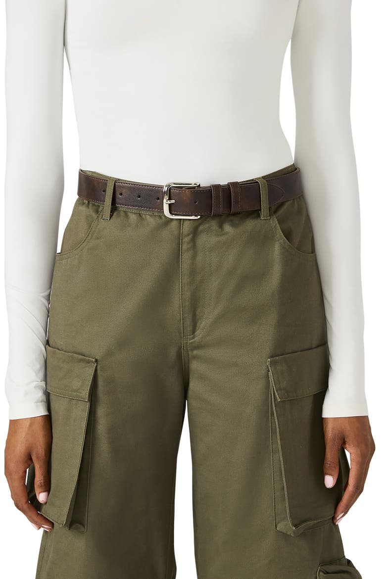 Topstitch Belt, Alternate, color, DARK CHOCOLATE