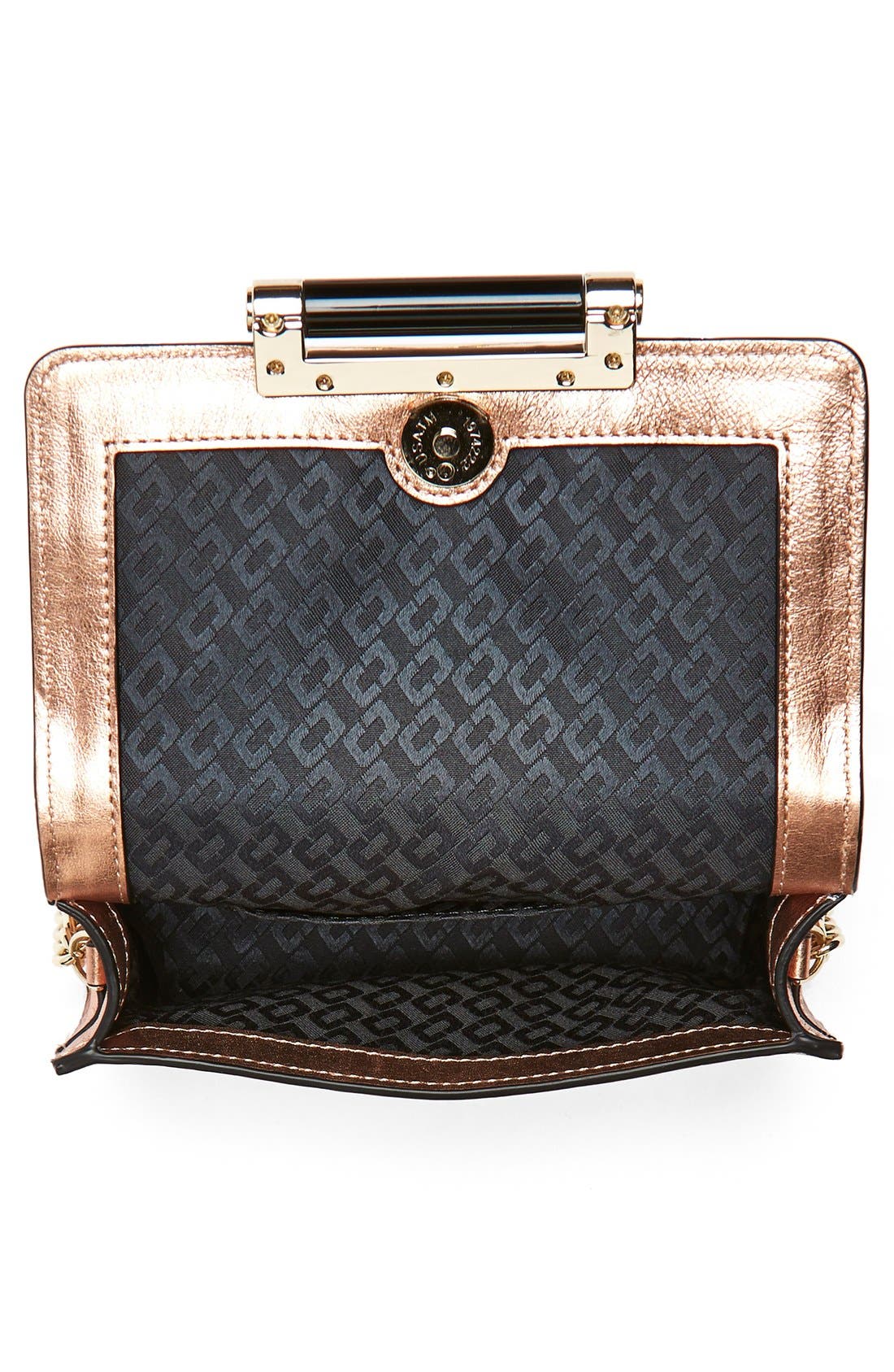 'Micro Mini 440' Croc Embossed Metallic Leather Crossbody Bag, Alternate, color, ROSE GOLD