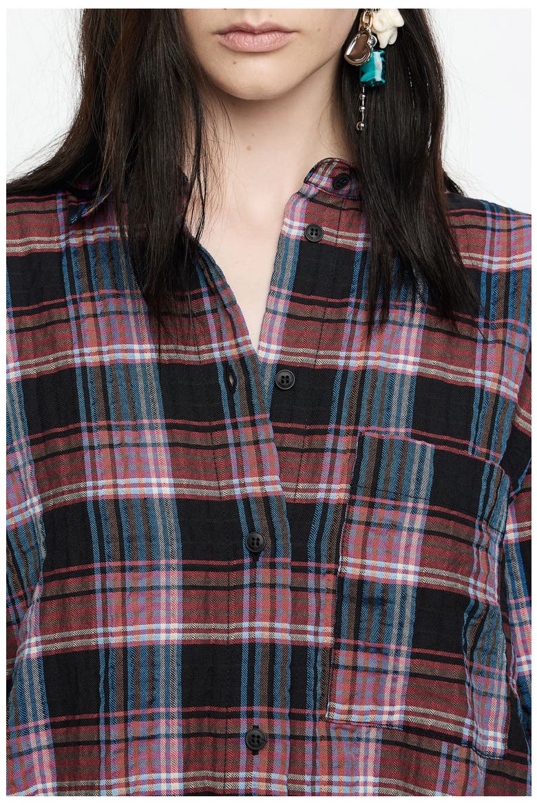 Checked Textured Shirt, Alternate, color, RED