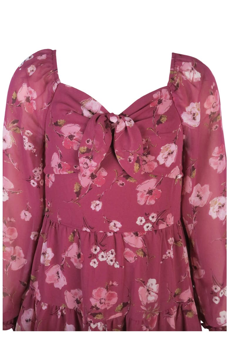 Kids' Mesh Print Dress, Alternate, color, BURGUNDY