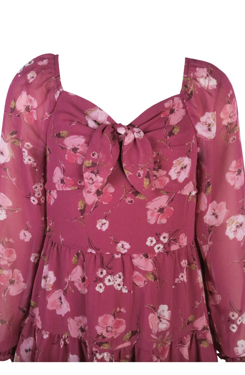 Zunie Kids' Mesh Print Dress, Alternate, color, Burgundy